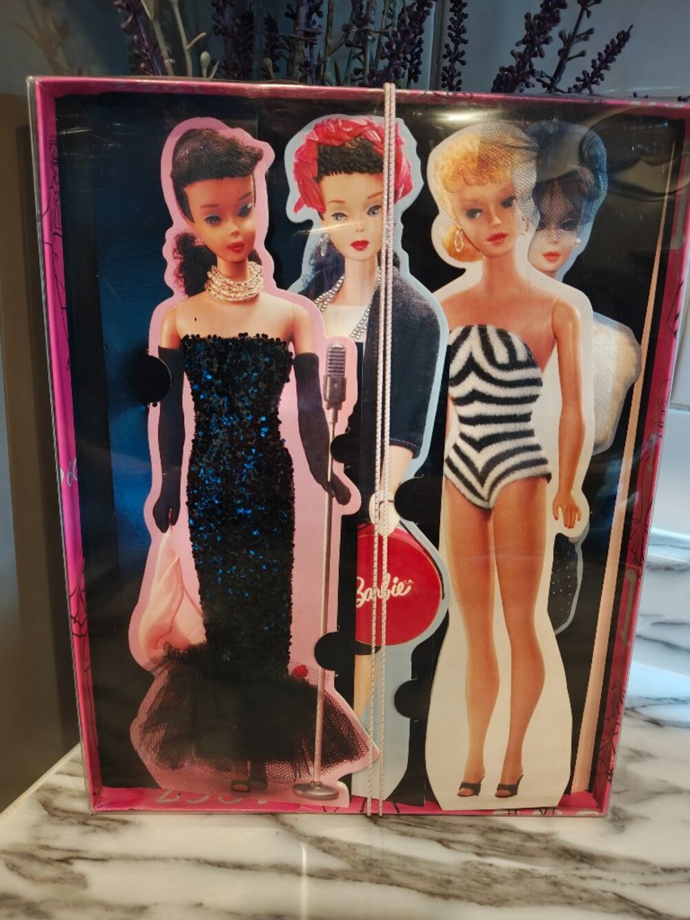 1994 Hallmark Barbie Glamour Dream Die Cut 11" Cards Pink Box Vintage